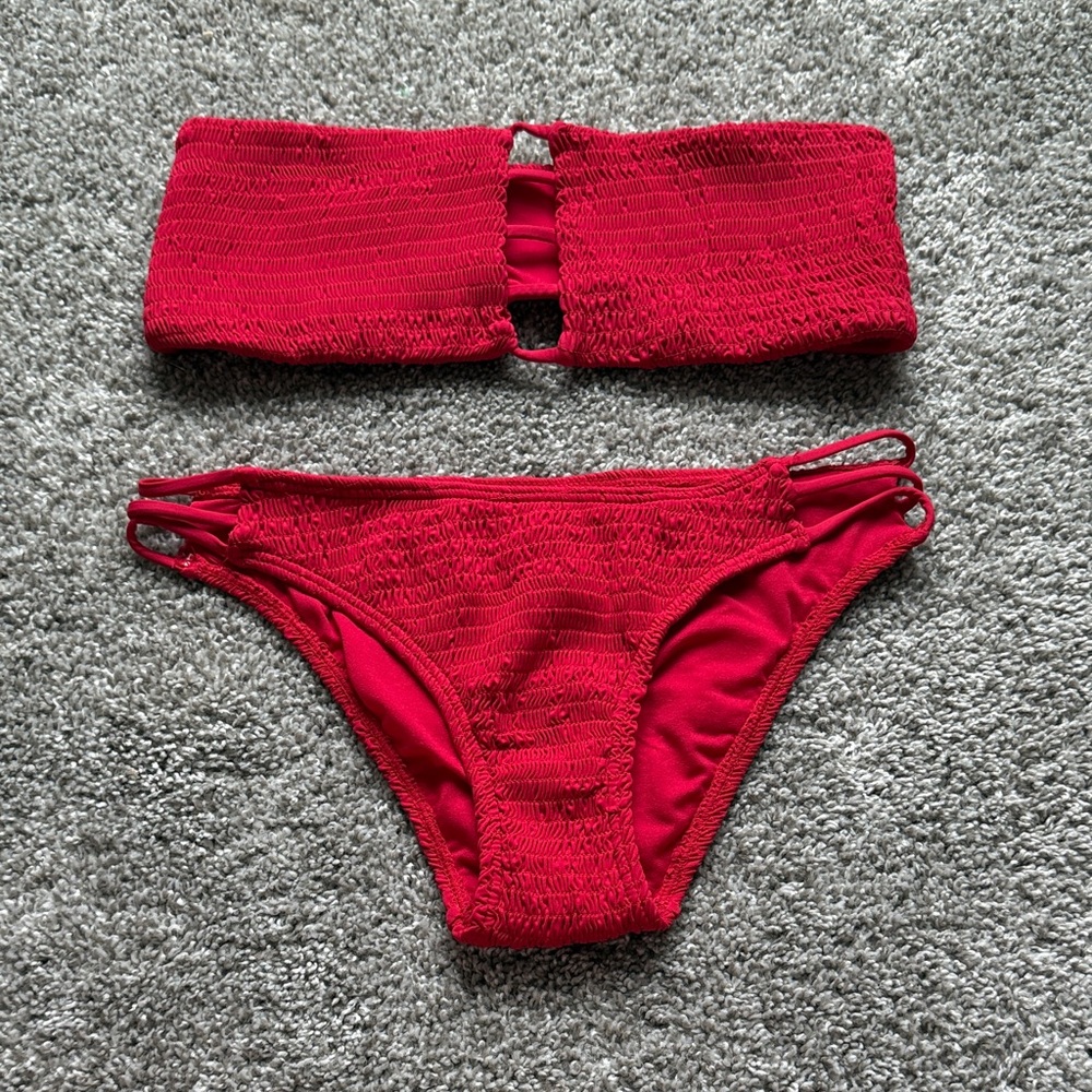 Envya Red Bandeau Bikini Set